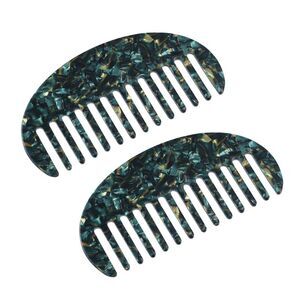 2 Pcs Hair Detangling Comb Wide Tooth Anti-Static for Hair Care Dark Green
